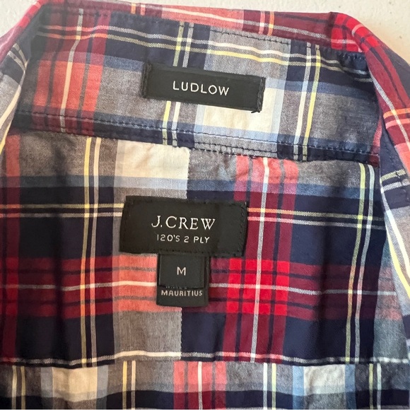 J. Crew Ludlow Men's Red and Blue Plaid Shirt - Picture 5 of 8